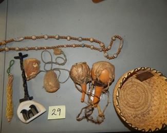 #29 $75 - Indigenous Beads, ceremonial items, Basket and Totem 