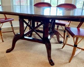 1. Lort's Round Plank Top Table w/ Birdcage Base & 2 - 18'' leaves (54''), $ 650.00