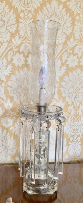 10. Pair of Crystal Candle Lamps (25''), $ 300.00
