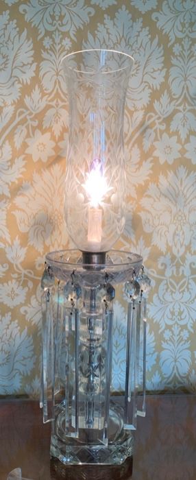 10. Pair of Crystal Candle Lamps (25''), $ 300.00