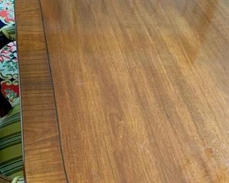 5. Federal Style Triple Pedestal Banded Mahogany Table w/ Pad & 2- 24'' leaves (72'' x 54'') (opens to 19'), $ 3,200.00