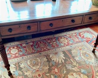40. Antique Leather Top 6 Drawer Partners Desk w/ Turned Legs (60'' x 45'' x 26''), $ 2,800.00