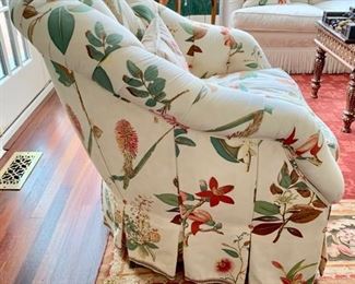 56. O. Henry House Floral Upholstered Tufted Barrel Chair w/ Down Cushion (32'' x 35'' x 34''), $ 650.00