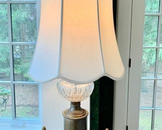 55. Pair of Brass & Glass Antique Lamps (33''), $ 300.00