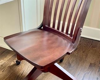 78. Adjustable Wood Desk Chair on Casters (18.5'' x 20''), $ 100.00