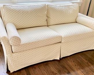 79. 2 Cushion Upholstered Sleeper Sofa (72'' x 36'' x 33''), $ 600.00