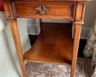 89. 1 Shelf 1 Drawer Antique Leather Top End Table (17'' x 27'' x 28''), $ 450.00