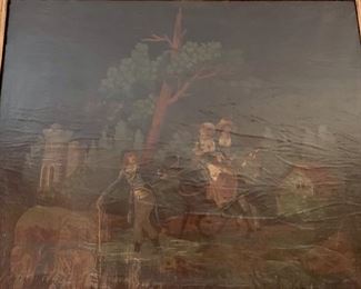 131. Antique Mirror (33'' x 63'') w/ Oil Painting (26'' x 21''), $ 950.00