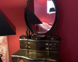 126. Antique 4 Drawer Handpainted Dresser Stand w/ Boxes (17'' x 12'' x 34''), $ 900.00