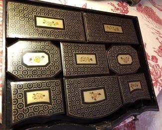 126. Antique 4 Drawer Handpainted Dresser Stand w/ Boxes (17'' x 12'' x 34''), $ 900.00