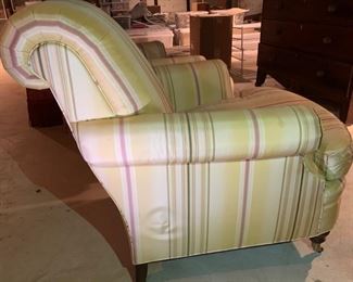 159. Pair of Lewis Mittman Roll Back Silk Upholstered Chairs on Casters (35'' x 34'' x 37''), $ 900.00