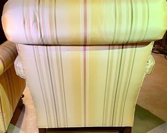 159. Pair of Lewis Mittman Roll Back Silk Upholstered Chairs on Casters (35'' x 34'' x 37''), $ 900.00
