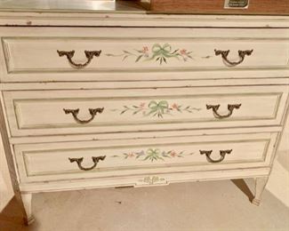 146. Cream & Green Handpainted 3 Drawer Dresser (45'' x 18'' x 34''), $ 400.00