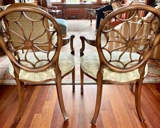 141. Pair of Smith and Watson Wheel Back Upholstered Armchairs (25'' x 19'' x 38''), $ 400.00