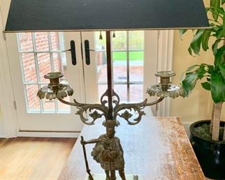 177. Bronze Indian Lamp on Marble Base (31''), $ 420.00