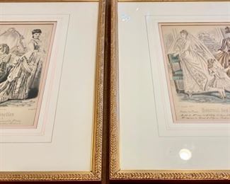 184. Set of 4 Vintage French Fashion Colored Prints (15" x 17") $ 480.00