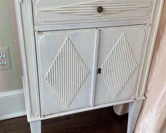 80. White Carved1 Drawer /2 Door Nightstand (21'' x 13'' x 32''), $ 90.00
