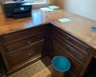 100. 3 Shearling Collection 4 Drawer Desks w/ Corner Connector Piece (66'' x 30'' x 31''), $ 450.00 ea.