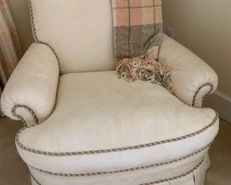 110. Brunschwig & Fils - Saratoga Collection Upholstered Chair w/ Roll Back (35'' x 35'' x 32''), $ 375.00