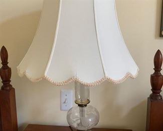 107. Antique Etched Glass Lamp (31''), $ 90.00