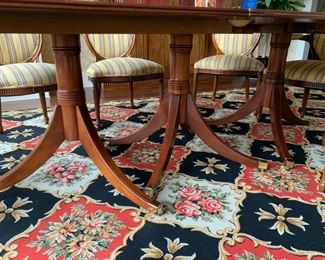 5. Federal Style Triple Pedestal Banded Mahogany Table w/ Pad & 2- 24'' leaves (72'' x 54'') (opens to 19'), $ 3,200.00