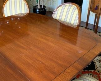 5. Federal Style Triple Pedestal Banded Mahogany Table w/ Pad & 2- 24'' leaves (72'' x 54'') (opens to 19'), $ 3,200.00