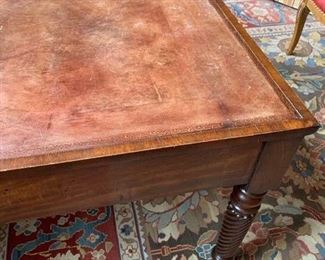 40. Antique Leather Top 6 Drawer Partners Desk w/ Turned Legs (60'' x 45'' x 26''),  $ 2,800.00 