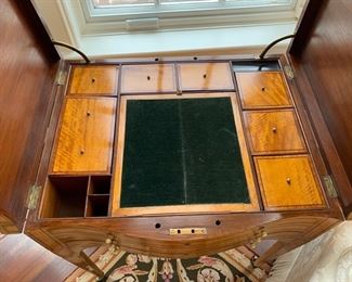 60. 1 Drawer Inlayed Antique Writing Table on Casters w/ 7 Interior Compartments (26'' x 21'' x 29''),  $ 3,200.00 