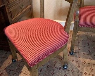 96. 4 Upholstered Desk Chairs w/ Wood Base on Casters (21'' x 19'' x 34''), $ 600.00