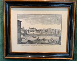 53. Set of 3 Maitland Smith Italian Araneo River Scenery Etchings (25'' x 21''), $ 580.00