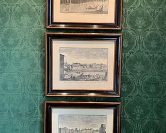 53. Set of 3 Maitland Smith Italian Araneo River Scenery Etchings (25'' x 21''), $ 580.00