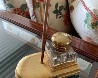 210. Antique Brass Inkwell & Pen, $50.00