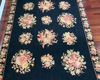 157. Stark Black & Rose Needlepoint Rug (106'' x 69'') $ 1,500.00