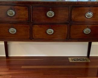 13. 5 Drawer Mahogany Sideboard w/ Glass Protective Cover (51'' x 22'' x 36'')	 $ 1,500.00 