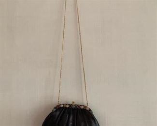 Judith Leiber Black Textured Bag w/ Semi-Precious Stones (very good condition) (8.5'' x 6'') $160