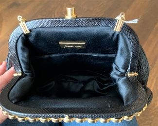 Judith Leiber Black Textured Bag w/ Semi-Precious Stones (very good condition) (8.5'' x 6'') $160