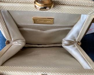 Judith Leiber Cream Textured Bag (good condition) (7'' x 6'') $150