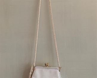 Judith Leiber White Structural Bag (worn condition) (6'' x 6'') $110