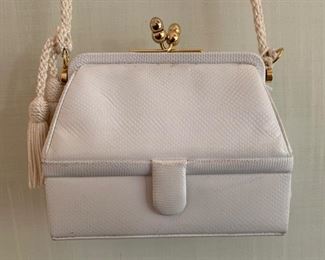 Judith Leiber White Structural Bag (worn condition) (6'' x 6'') $110