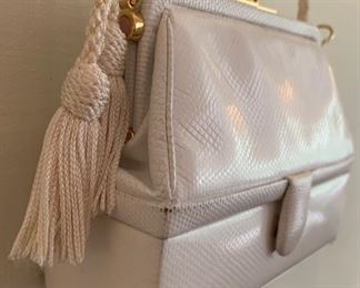 Judith Leiber White Structural Bag (worn condition) (6'' x 6'') $110