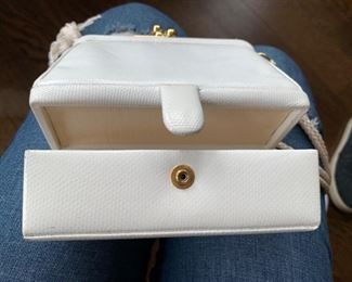 Judith Leiber White Structural Bag (worn condition) (6'' x 6'') $110