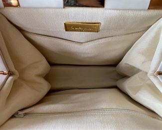 Judith Leiber Cream Textured Handbag (very good condition) (8'' x 9.5'') $600