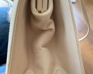 Judith Leiber Cream Textured Handbag (very good condition) (8'' x 9.5'') $600