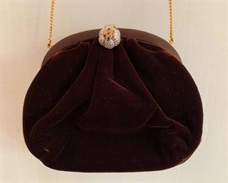Judith Leiber Brown Velvet Evening Bag (very good condition) (8'' x 6'') $220