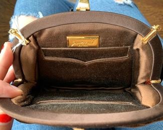 Judith Leiber Brown Velvet Evening Bag (very good condition) (8'' x 6'') $220