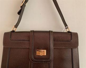 Lambertson Truex Brown Leather Handbag w/ Adjustable Shoulder Strap (12'' x 8'') $160