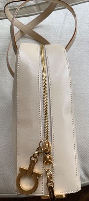 Ferragamo Cream Handbag (11'' x 10'') $180