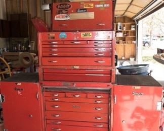 T97	Vintage Snap-On Rolling Tool Chest Deluxe with Side Cabinets, 19 Drawers	$995.00