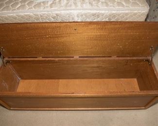 F21	Handcrafted Rolling Oak Chest  48”L x 12.5” D x 15” H	$44.95