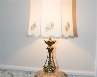 H4	Pair of 44” Pairpont Style Marble and Brass Base Lamps	$129.95